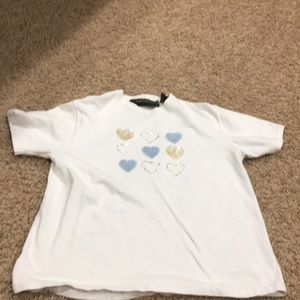 White shirt with decorative hearts